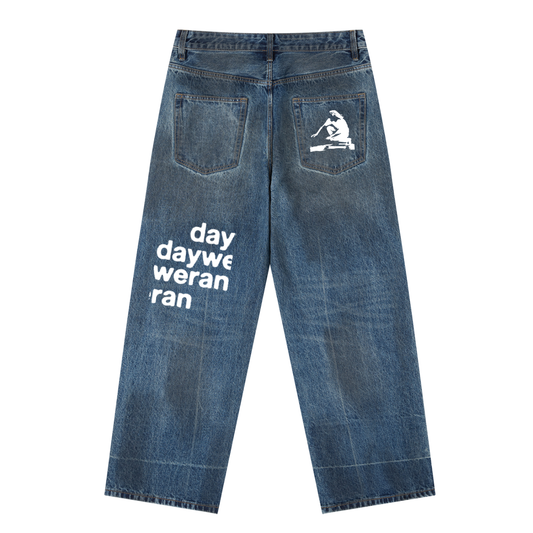 Vintage Wash Baggy Denim Jeans